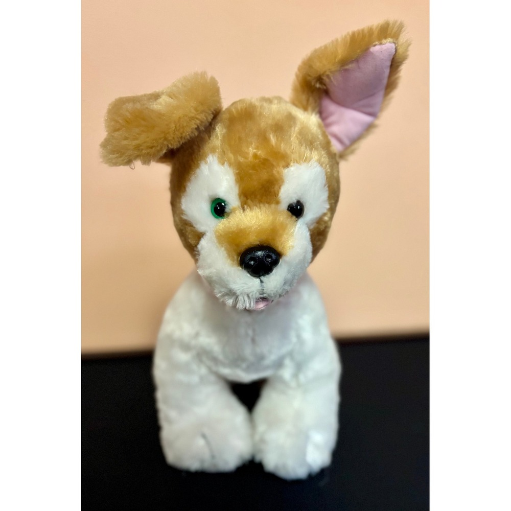 Build-A-Bear Promise Pets Tan White Puppy Dog Plush Rescue Green Brown Eyes